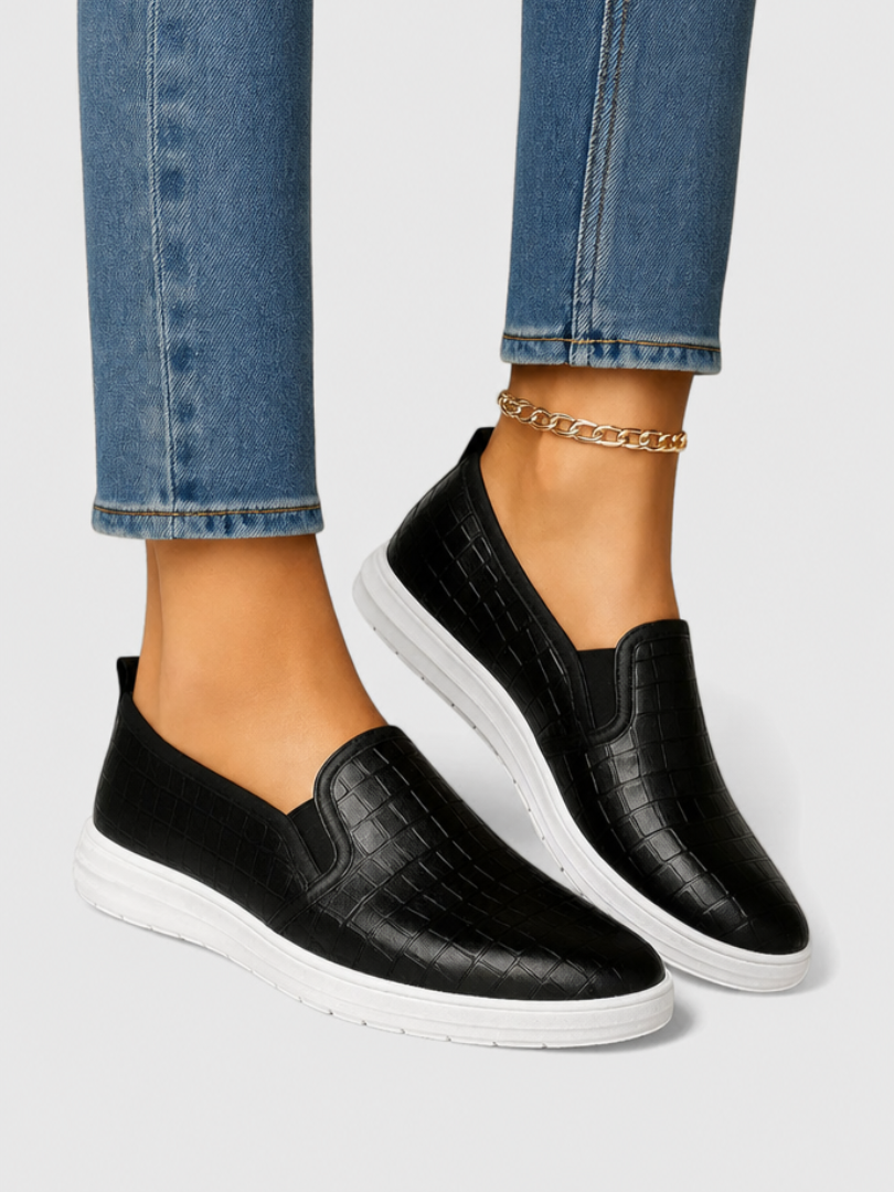 Croc Embossed Slip On Platform Sneakers