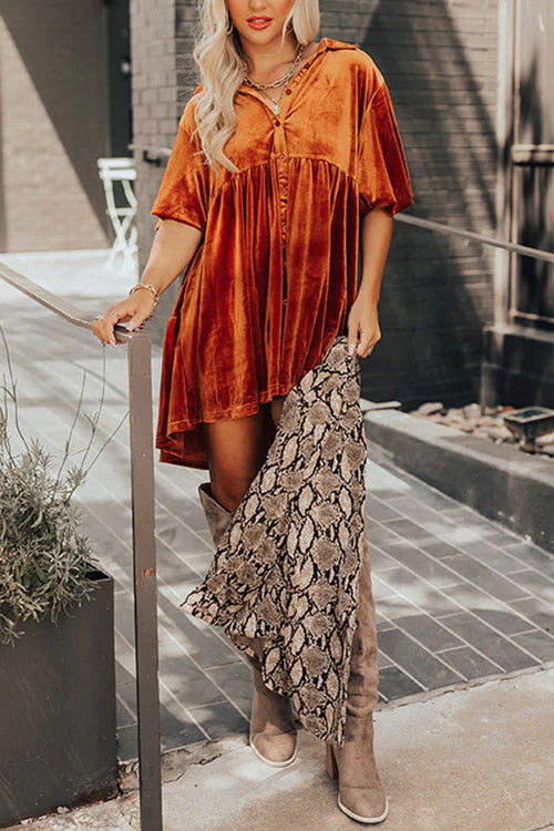 Boldly Me Velvet Short Sleeve A-Line Mini Dress - View 5