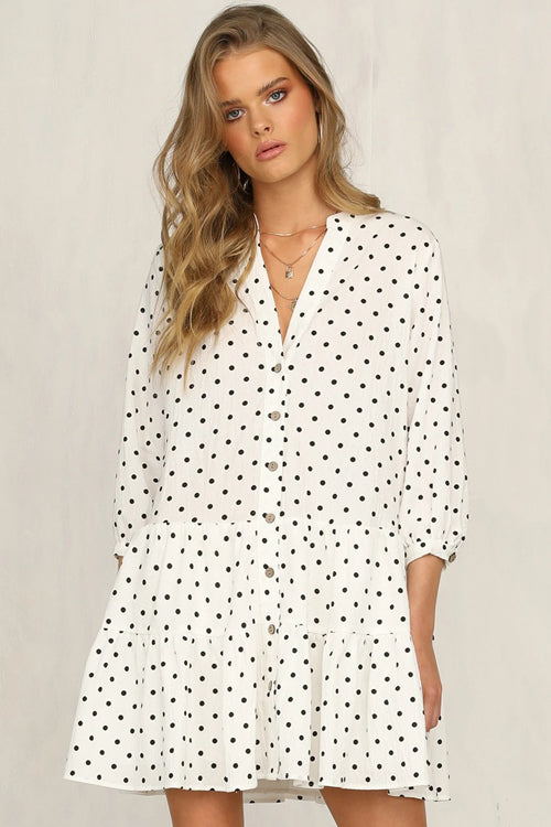 Living The Dream Dot Mini Dress - 2 Colors White