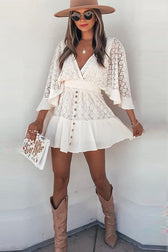 Dreamy Date Lace V-Neck Mini Dress - 7 Colors - View 2