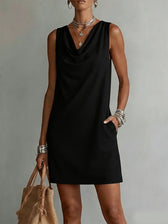 Cowl Neck Sleeveless Pocket Mini Dress 4