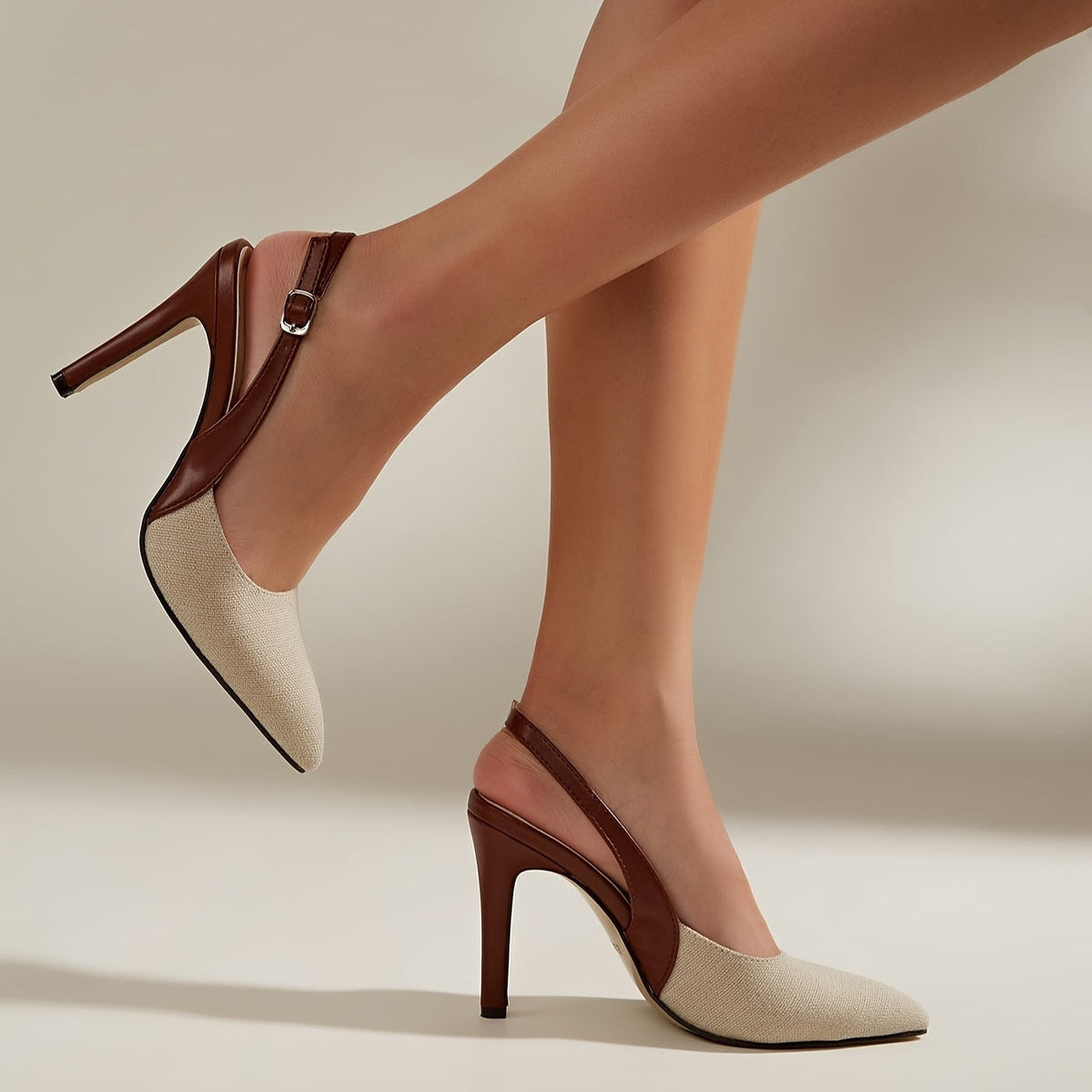 Pointed Toe Slingback Stiletto Heel Pumps