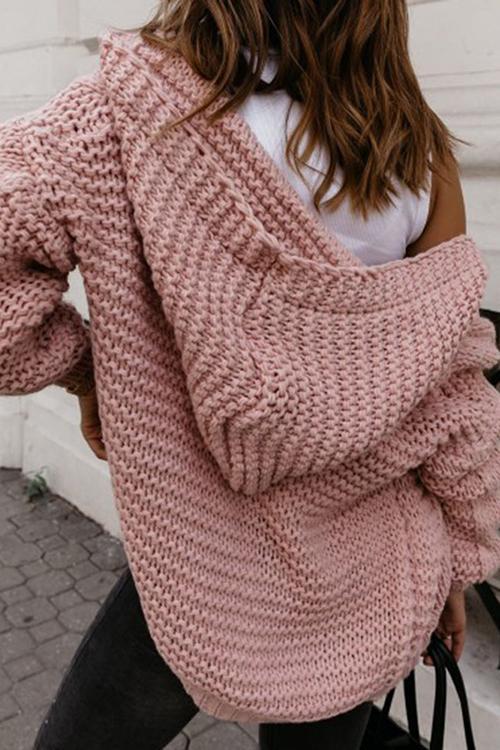 Knit Loose Hoodie Cardigan