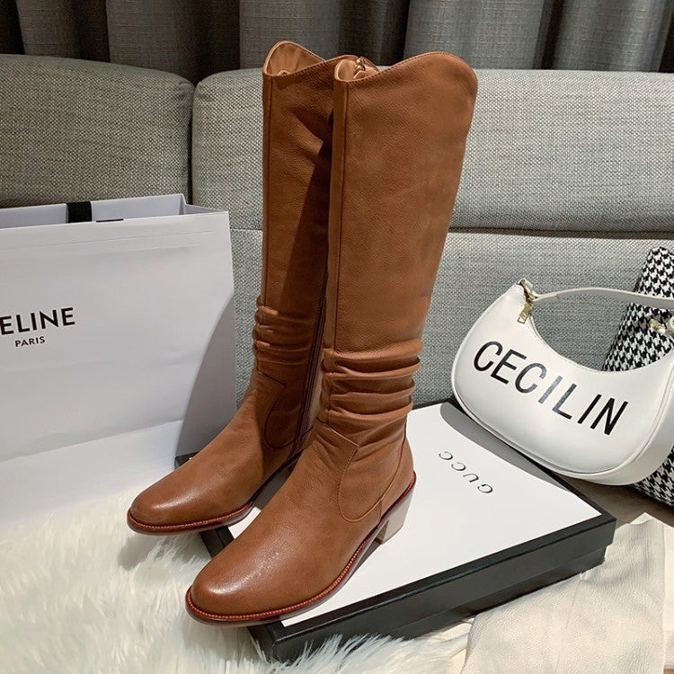 Riding Boots for Women in Brown/Coffee Leather - Knee High Boots