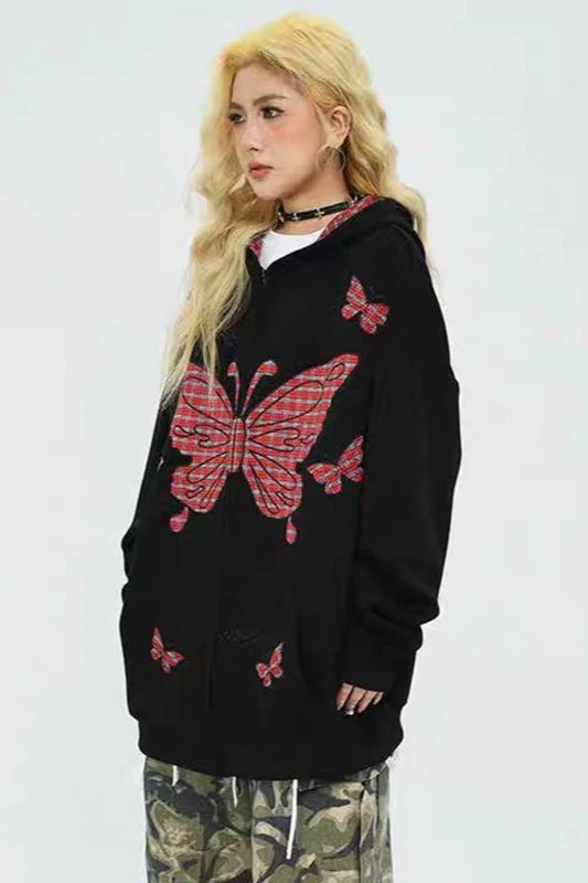 Gothic Butterfly Print Hoodie