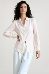 Linen Sheer Button Down Blouse
