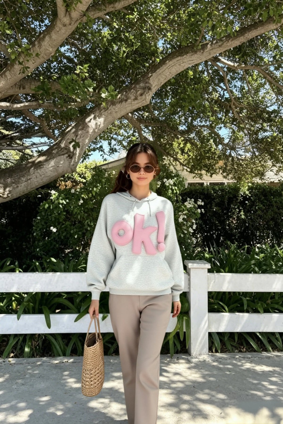 Letter Applique Long Sleeve Oversized Pullover Hoodie 3