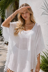 Floral Chiffon Short Sleeve Cover Up