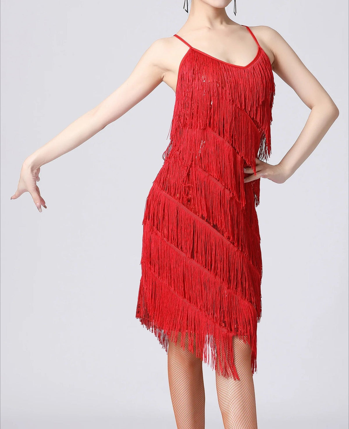 Tiered Fringe Sequin Spaghetti Strap Flapper Mini Dress 4