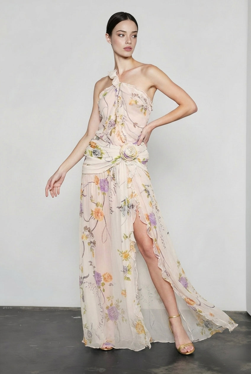 Halter-Neck Floral Dress