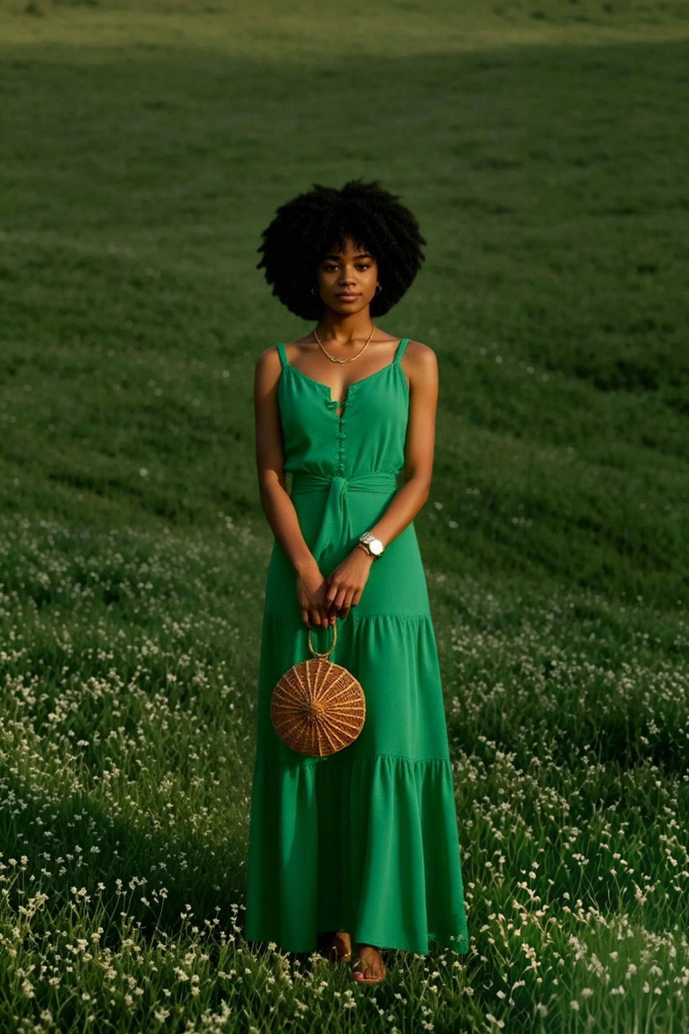 Elegant V Neck Tunic Ruffles Maxi Dress