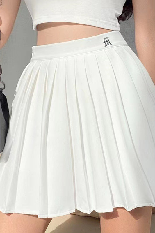 Pleated Anti-Chafe High Waist Pocket Sports Skirt