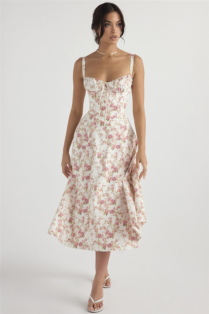 Halter-Neck Floral Maxi Dress