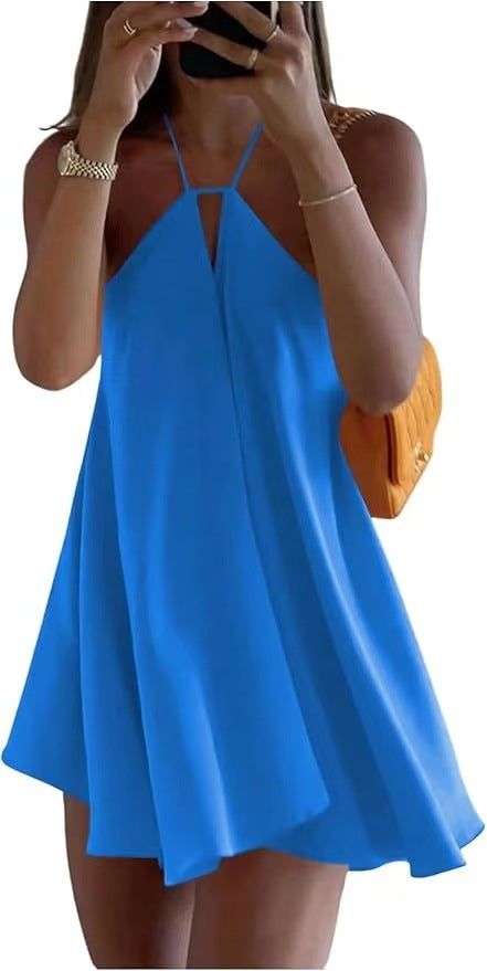Halter Neck Cut Out A-Line Swing Mini Dress 10