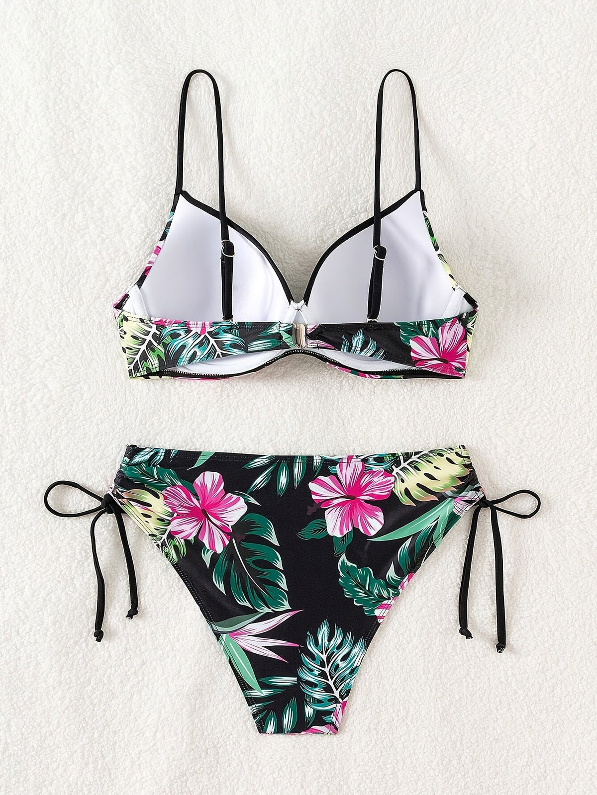 Tropical Floral Print Underwire Push Up Bikini Set