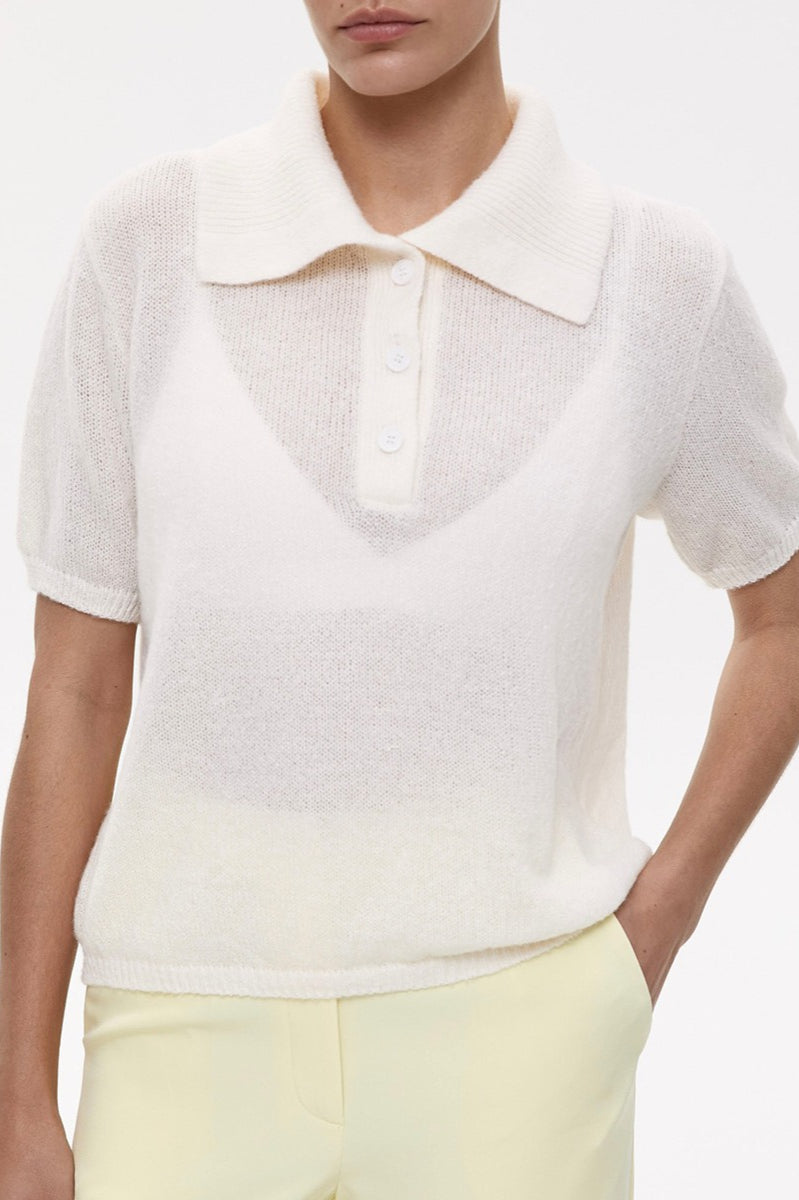 Hollow Out Polo Knit Sweater