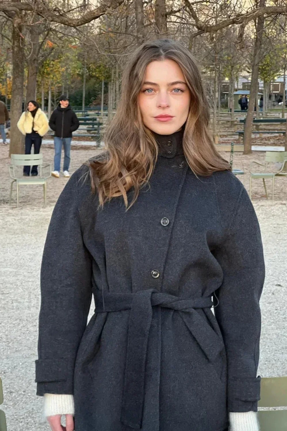 Woolen Turtleneck Belted Single-Breasted Overcoat