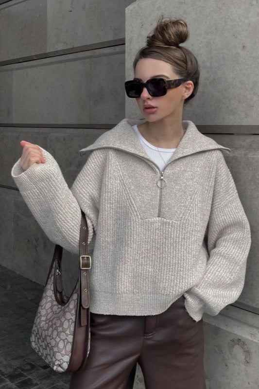 Vintage Notched VNeck Knit Top