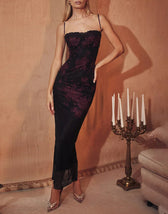 Lace Red Wrap Chest Backless Floral Dress 3