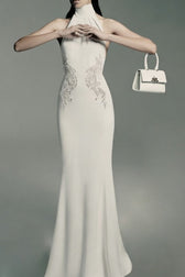 High Neck Lace Mermaid Reception Dress - View 3