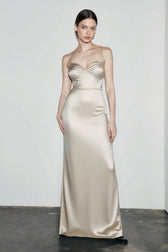 Draped Maxi Silk Dress
