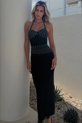 Sexy U Neck Backless Tie Polka Dot Halter Party Dress