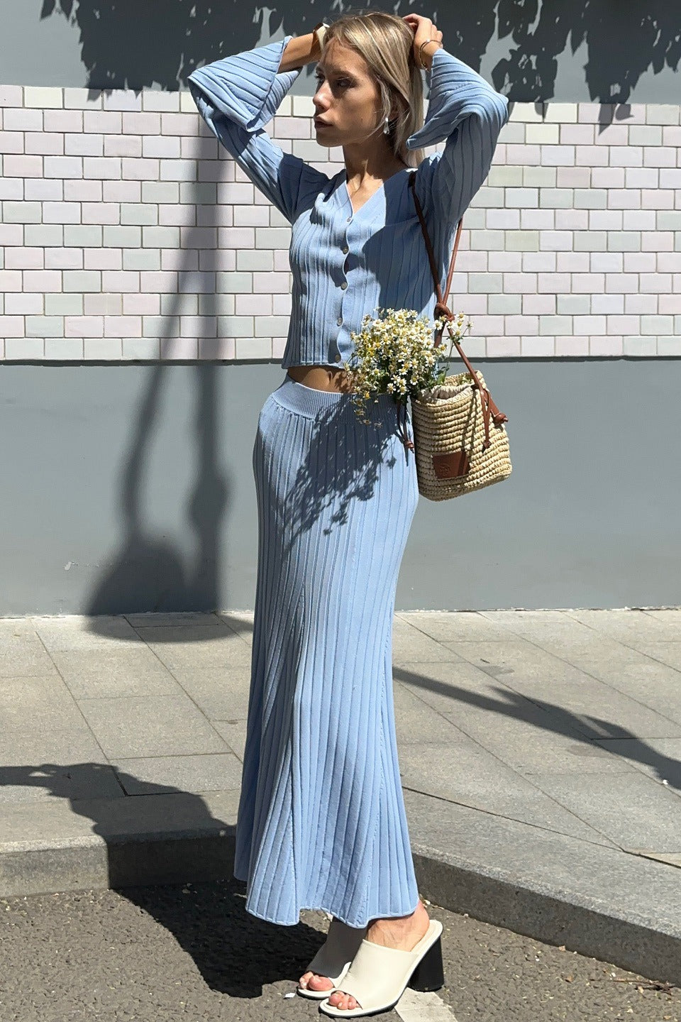 Two-Piece Bell Sleeve Knit Sweater Dress