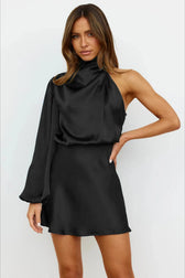 Satin One Shoulder Mini Dress 4