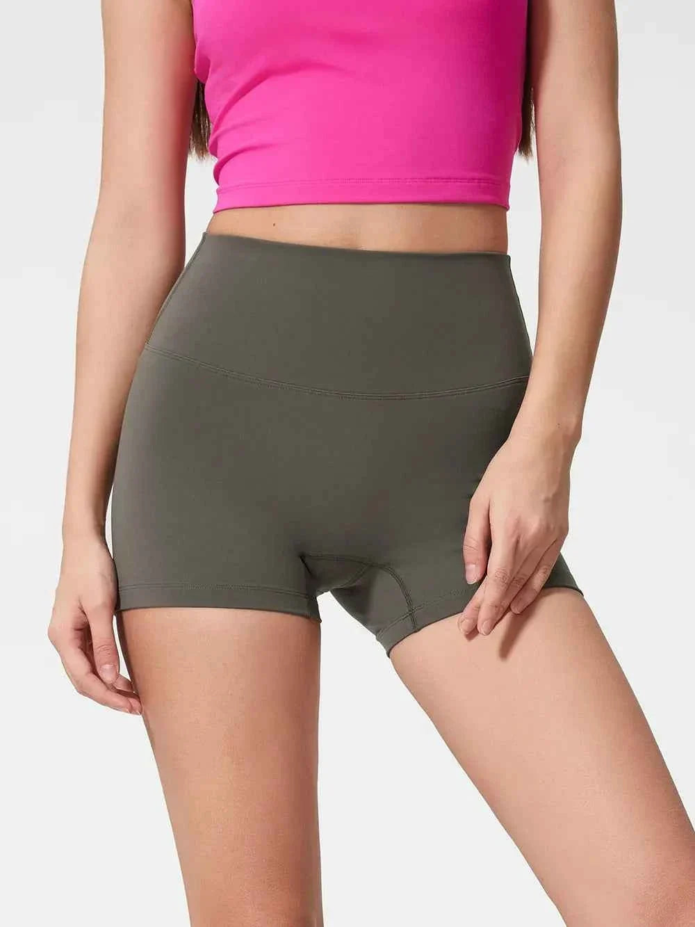 Wide Waistband High Waist Fitted Stretch Active Shorts 3