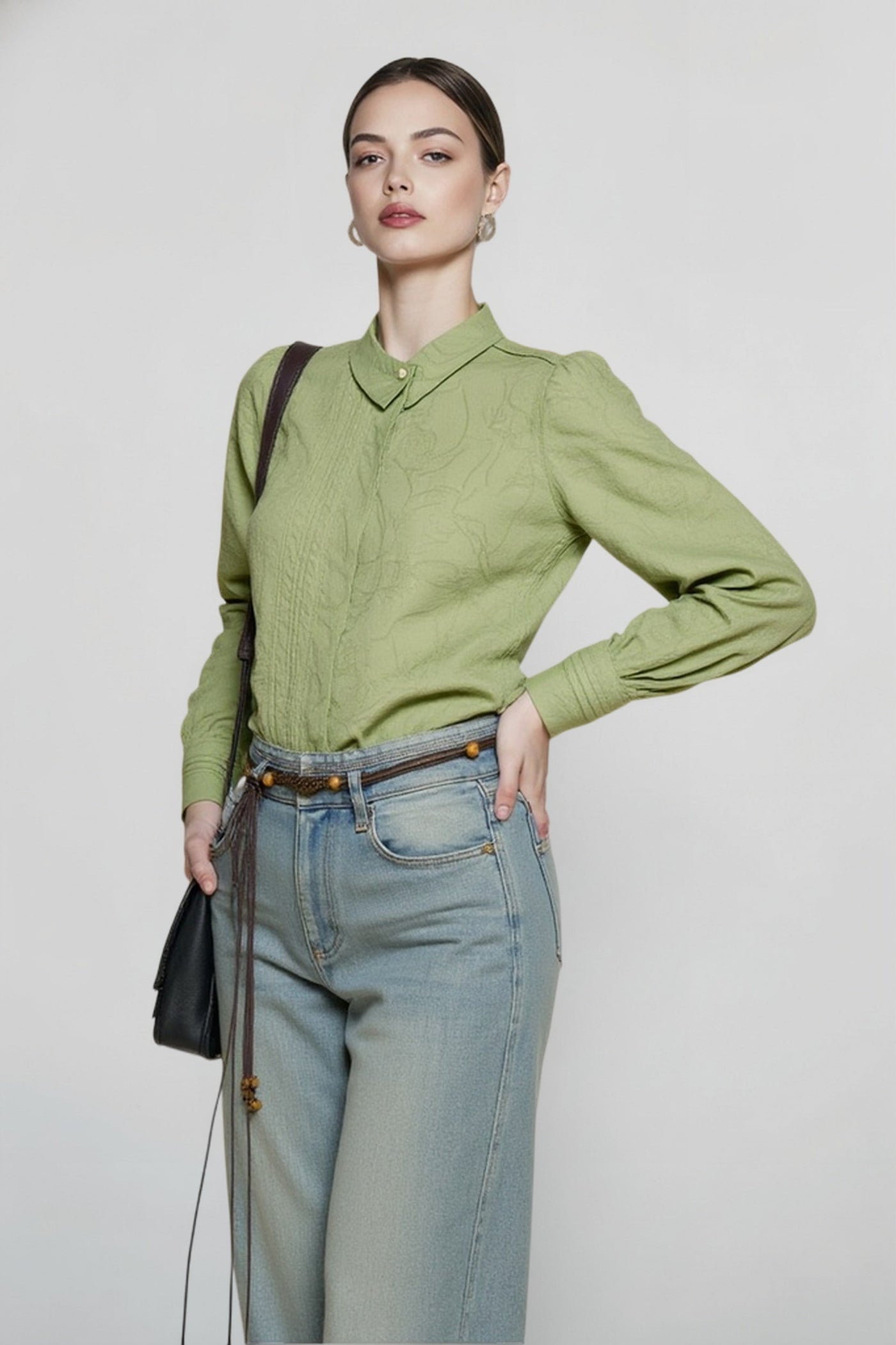 French Linen Unique Collar Blouse