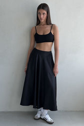 Satin High Waist Circle Maxi Skirt