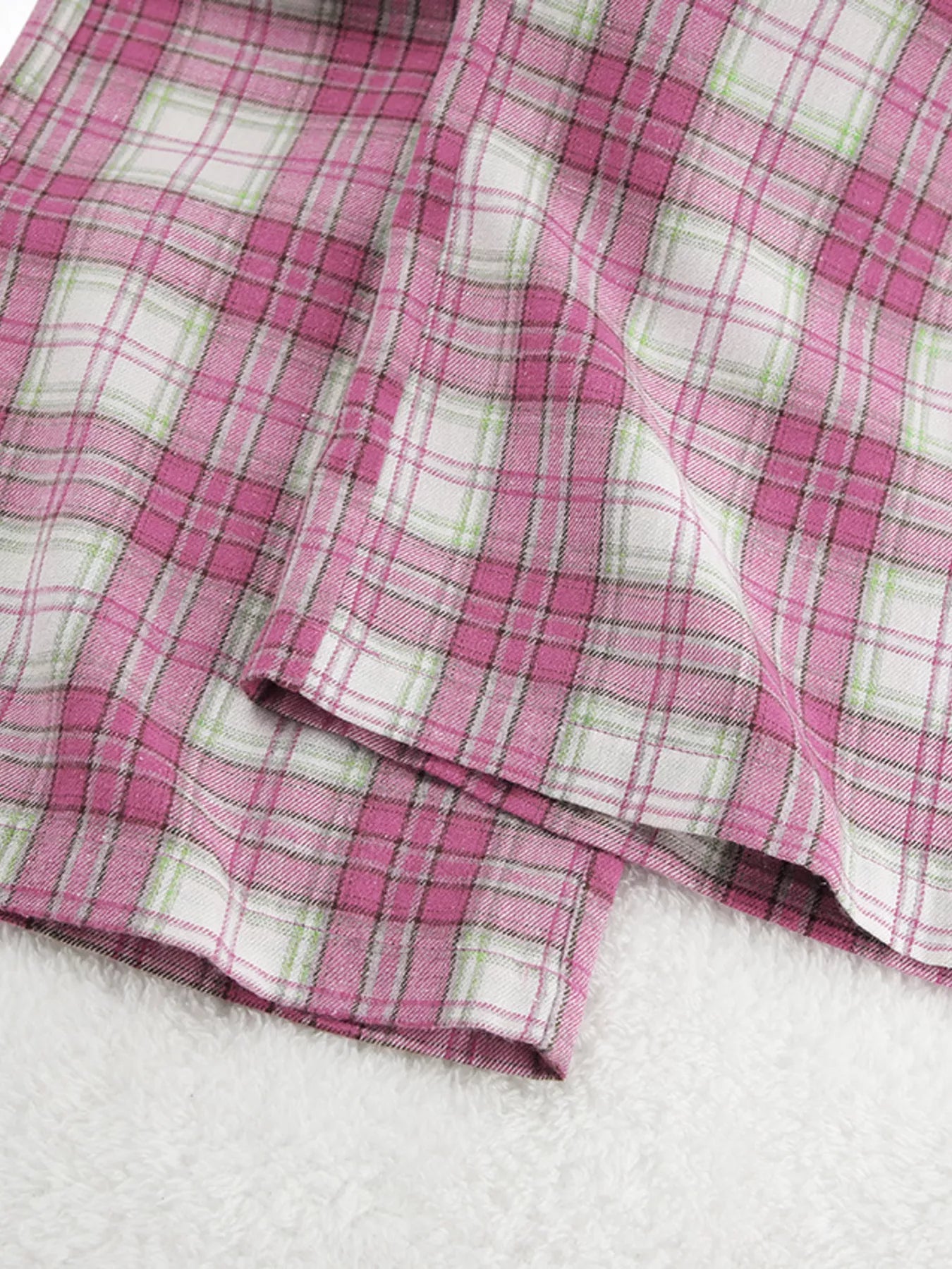 Plaid Long Sleeve Shirt and Pants Set