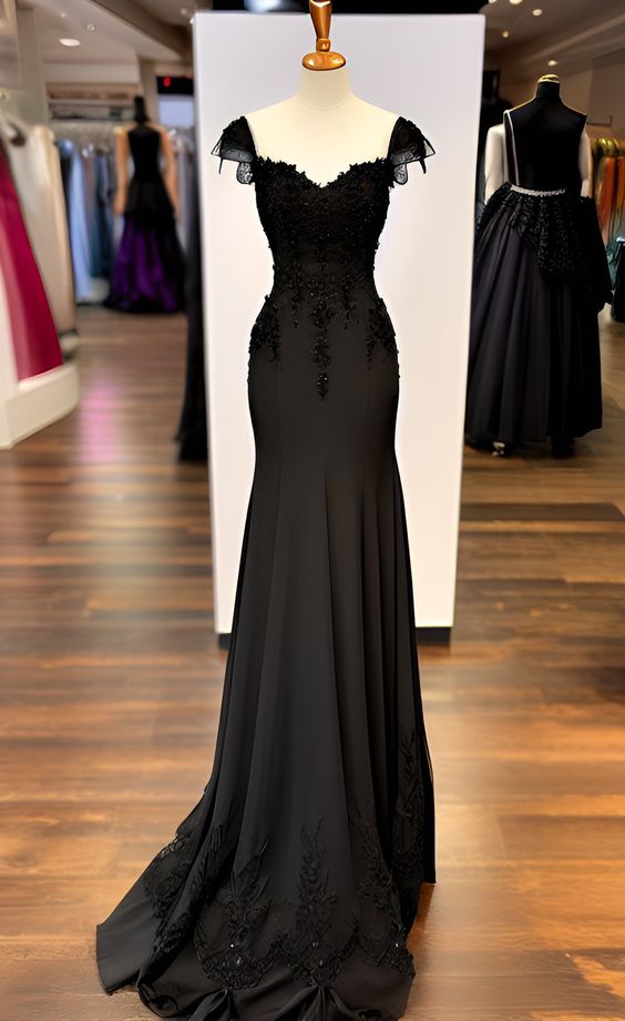 Black Long Prom Dress Party Evening Dresses