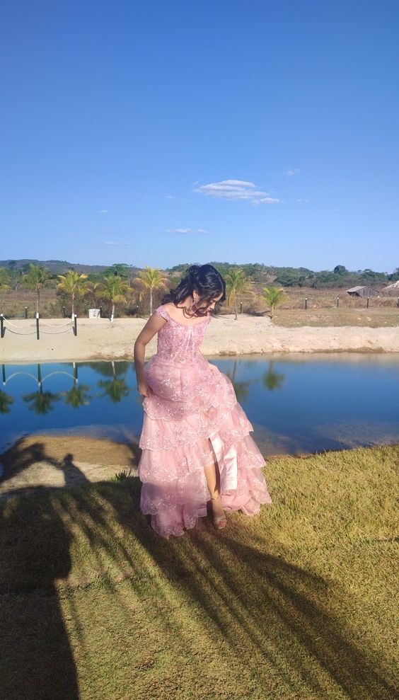 Off The Shoulder Corset Tiered Long Prom Dress