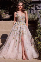 Embellished Spaghetti Strap Ball Gown Prom Dress