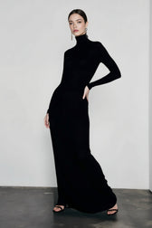 Elegant Spring Turtleneck Knitted Ribbed Sheath Midi Bodycon Dress