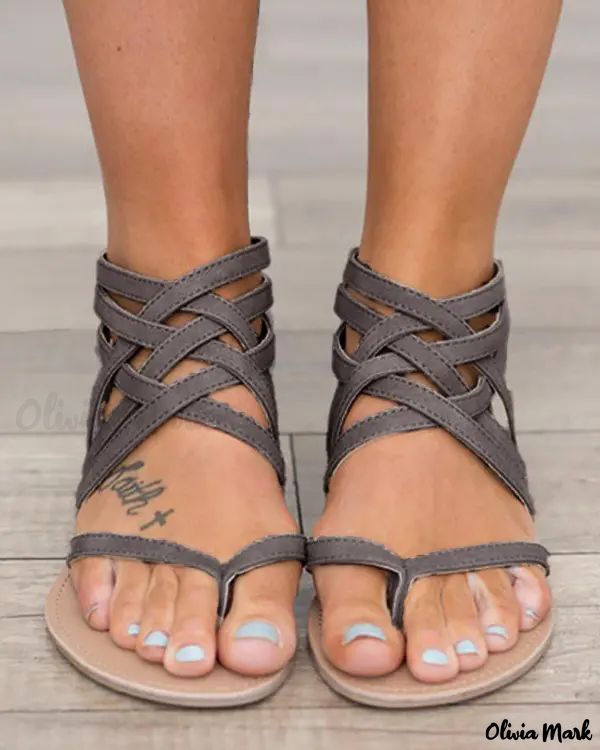 Sexy flat sandals with zipper and back zipper