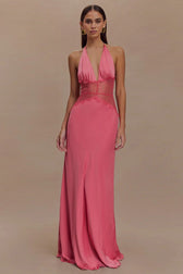 Halter-Neck Satin Dress