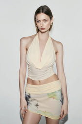 Tie Keyhole Back Spaghetti Strap Color Block Mini Vacation Set