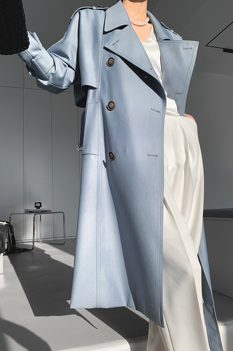 Korean British Double Breasted Elegant Mid Length Overcoat