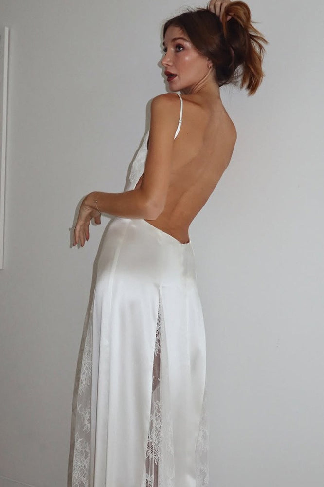Backless Lace Sheer Mesh Dress