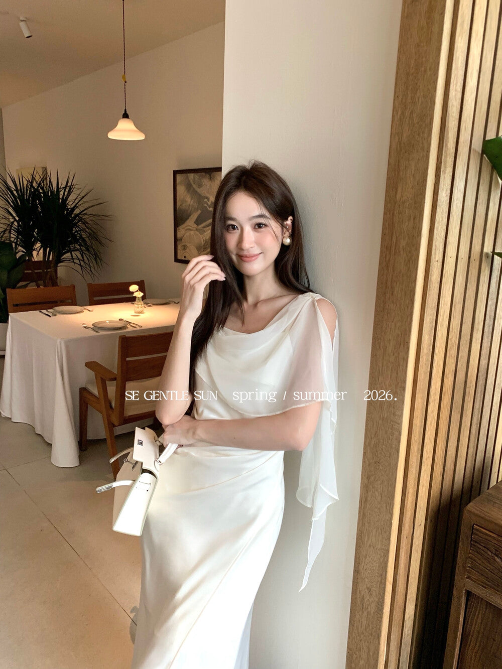Satin Cowl Neck High Split Ruffle Slip Dress 5