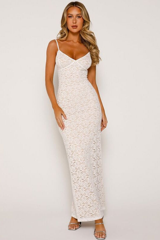 Deep Edition V Backless Maxi Lace Dress