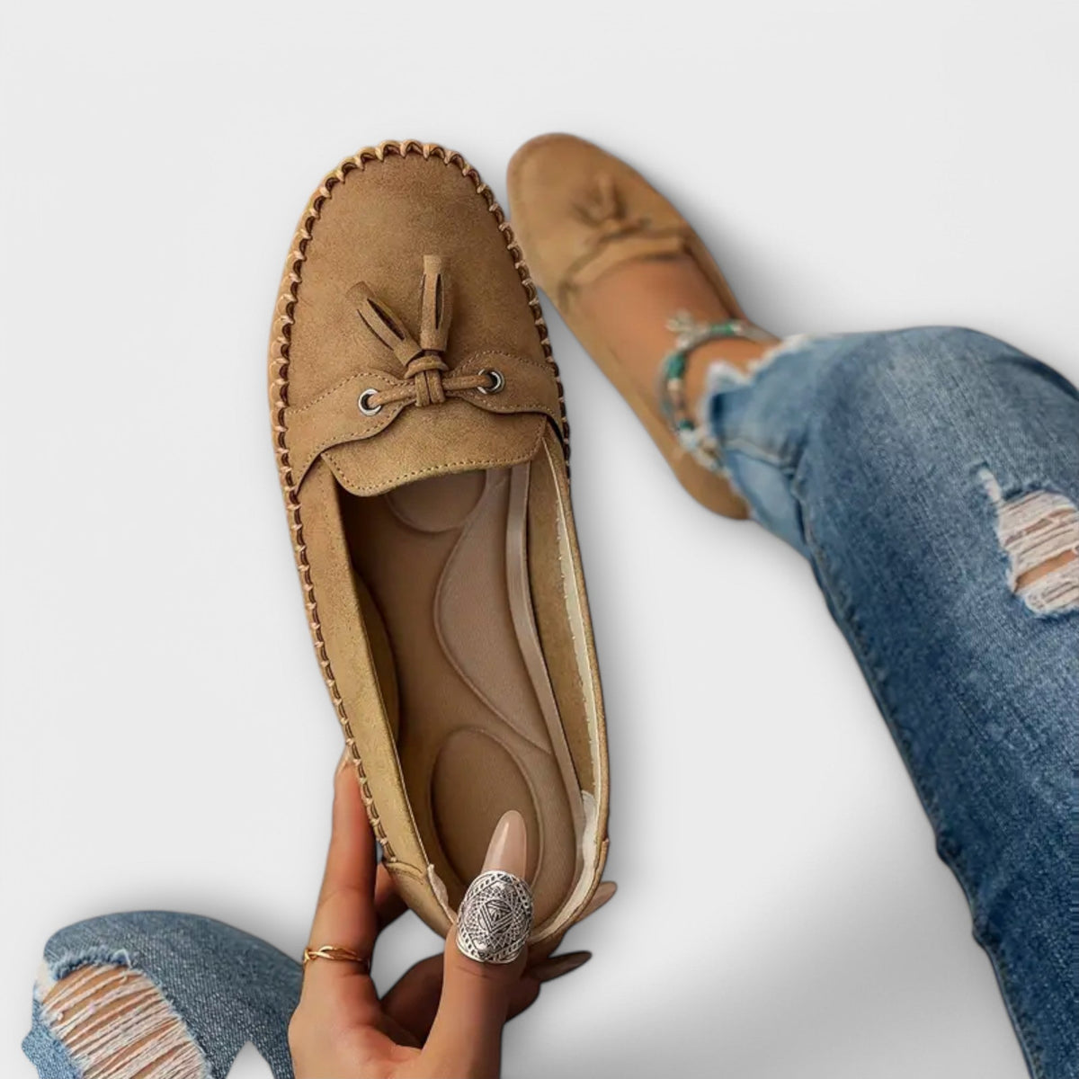 Suede Look Tassel Round Toe Slip On Loafers