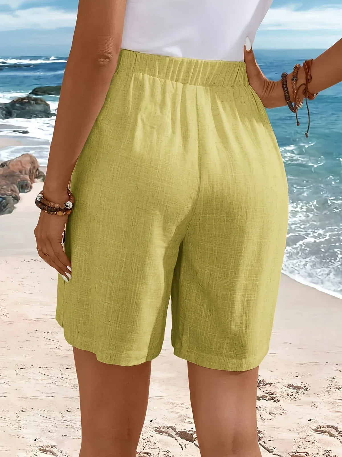 High Waist Side Button Tailored Shorts