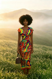V Neck Sleeveless Wrap Dress Elegant Plaid Midi Dress