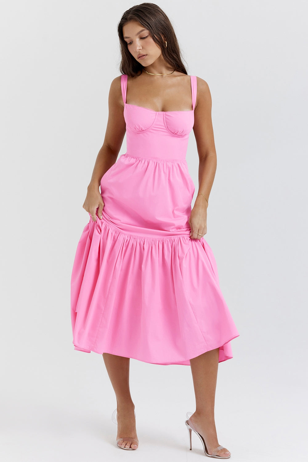 Underwire Sweetheart Cami Tiered Midi Sundress 5