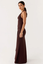 Deep V Halter Backless Sash Bodycon Party Dress