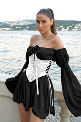 Asymmetric Ruched Chiffon Belted Waist Skirt Set