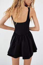 Solid Velvet Square Neck Slim Fit Mini Dress - View 22